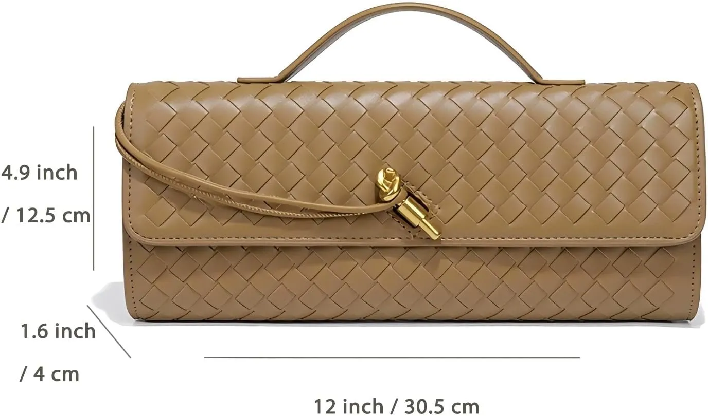 Women's Handmade Woven Clutch Purse,Crossbody Bag for Evening & Casual, Adjustable Shoulder Strap Fashion Handbag