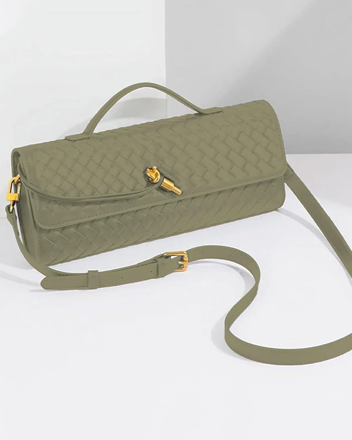 Women's Handmade Woven Clutch Purse,Crossbody Bag for Evening & Casual, Adjustable Shoulder Strap Fashion Handbag