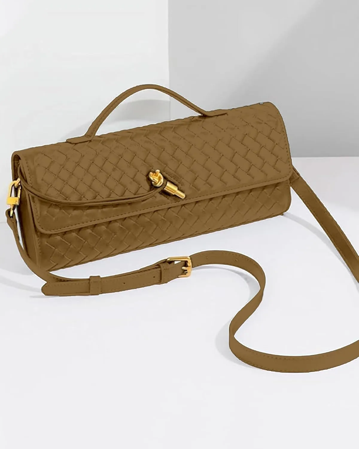 Women's Handmade Woven Clutch Purse,Crossbody Bag for Evening & Casual, Adjustable Shoulder Strap Fashion Handbag