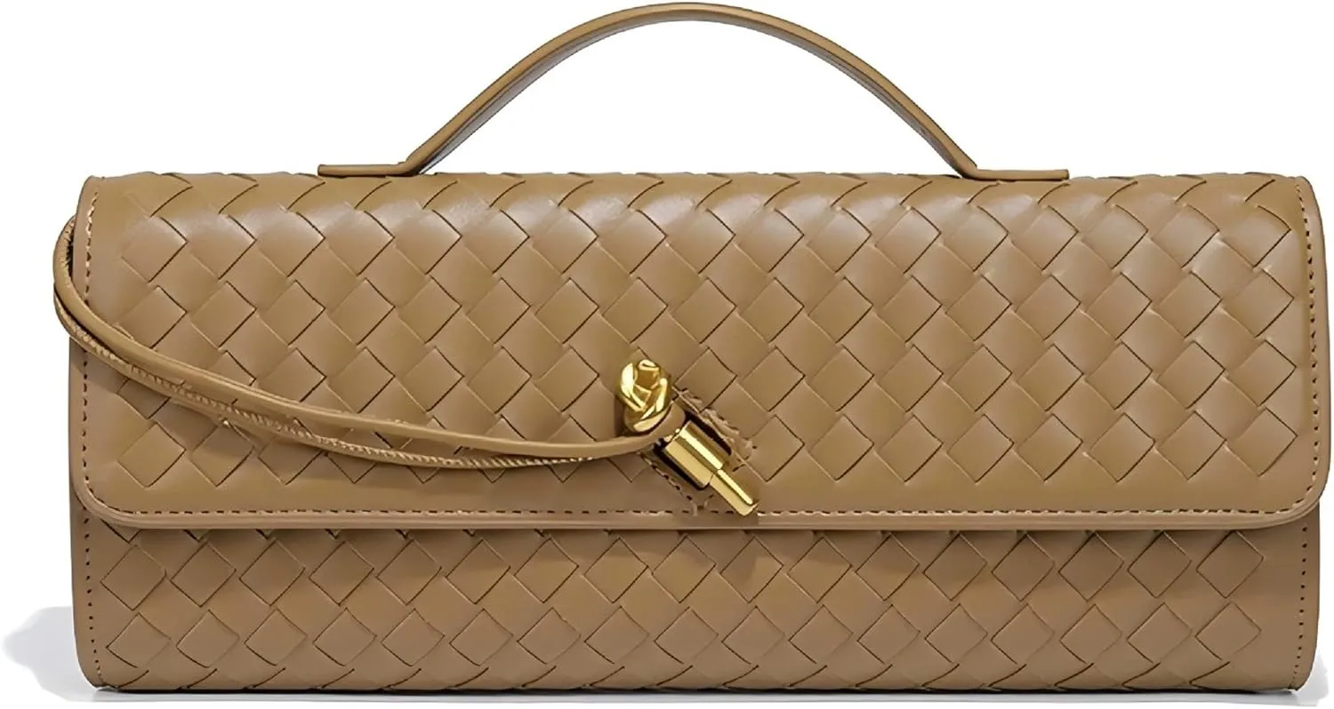 Women's Handmade Woven Clutch Purse,Crossbody Bag for Evening & Casual, Adjustable Shoulder Strap Fashion Handbag