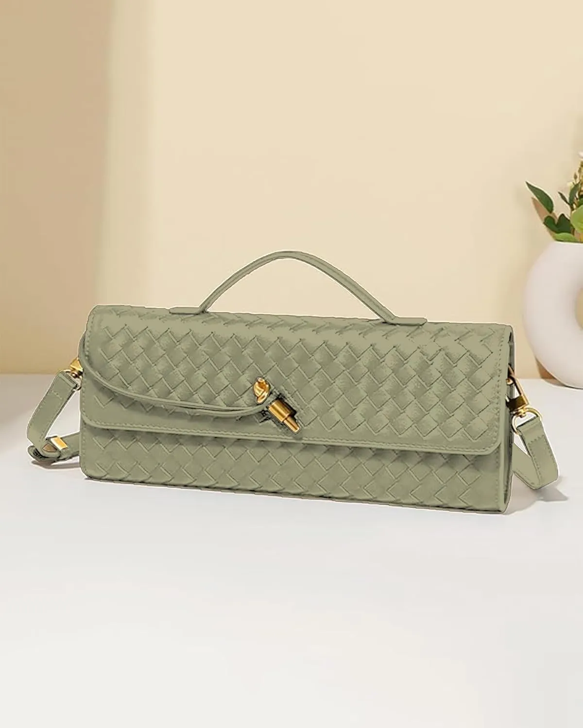Women's Handmade Woven Clutch Purse,Crossbody Bag for Evening & Casual, Adjustable Shoulder Strap Fashion Handbag