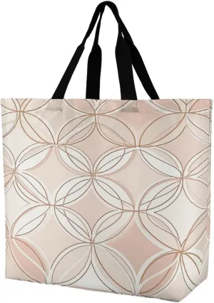 Women's Large-capacity Shoulder Shopping Bag Reusable Foldable Shopping Bags Golden Circle Pattern Beach Bag