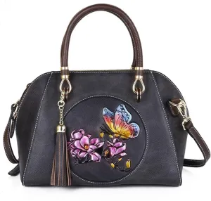 Women's Leather Crossbody Bag, Retro Large Capacity Shoulder Bag, Pure Hand-carved Handbag