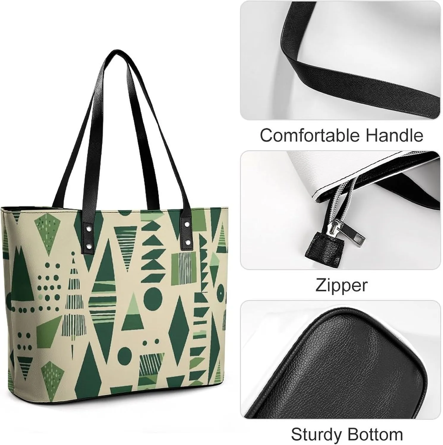 Women's Leather Tote Bag Fashion Handbag for Work Travel Shopping Daily Use Large Capacity Shoulder Purse