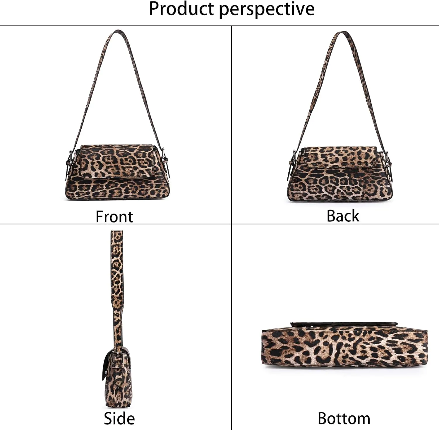 Women's Leopard Print Shoulder Bag - PU Leather Handbag with Magnetic Closure