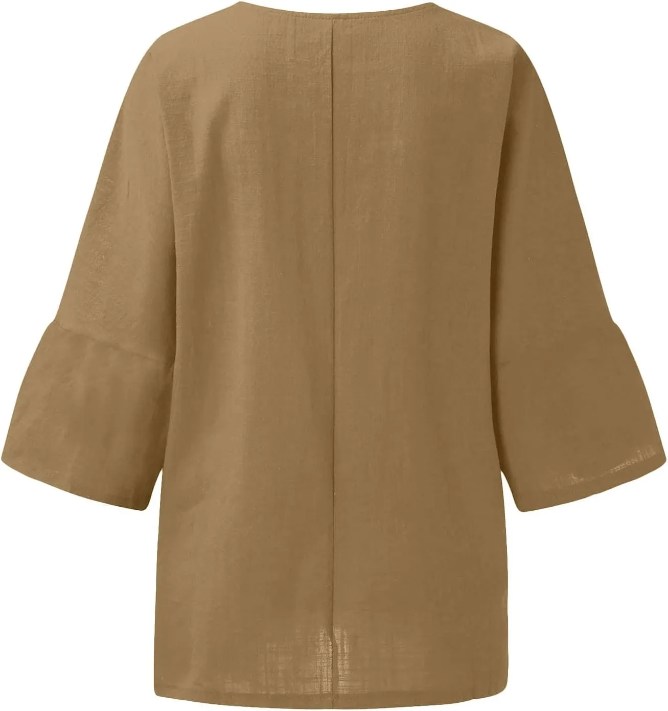 Womens Linen Shirts Short Sleeve Casual T-Shirts Trendy Loose Fit Round Neck Blouse Fashion Solid Color Tops