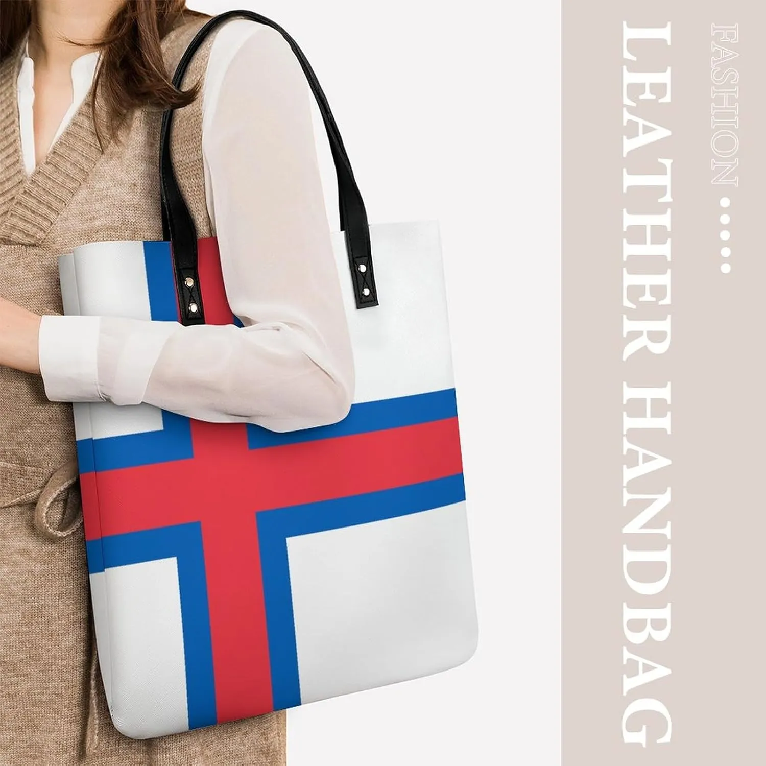Women's Namibia Flag Leather Tote Handbag Large Capacity Shoulder Bag for Everyday Use