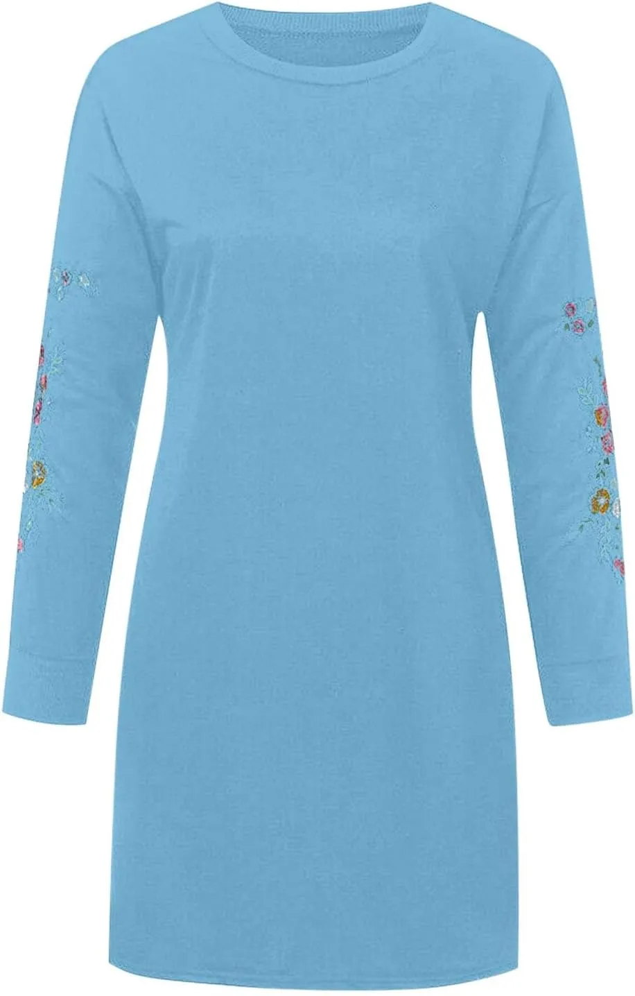 Womens Oversized Hoodies Sweatshirt Dresses Embroidered Long Sleeve Casual Tunic Dresses Loose Fit Fall Mini Dresses