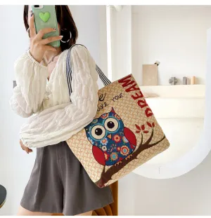 Women's Portable Canvas Artistic Embroidered Retro Shoulder Bags