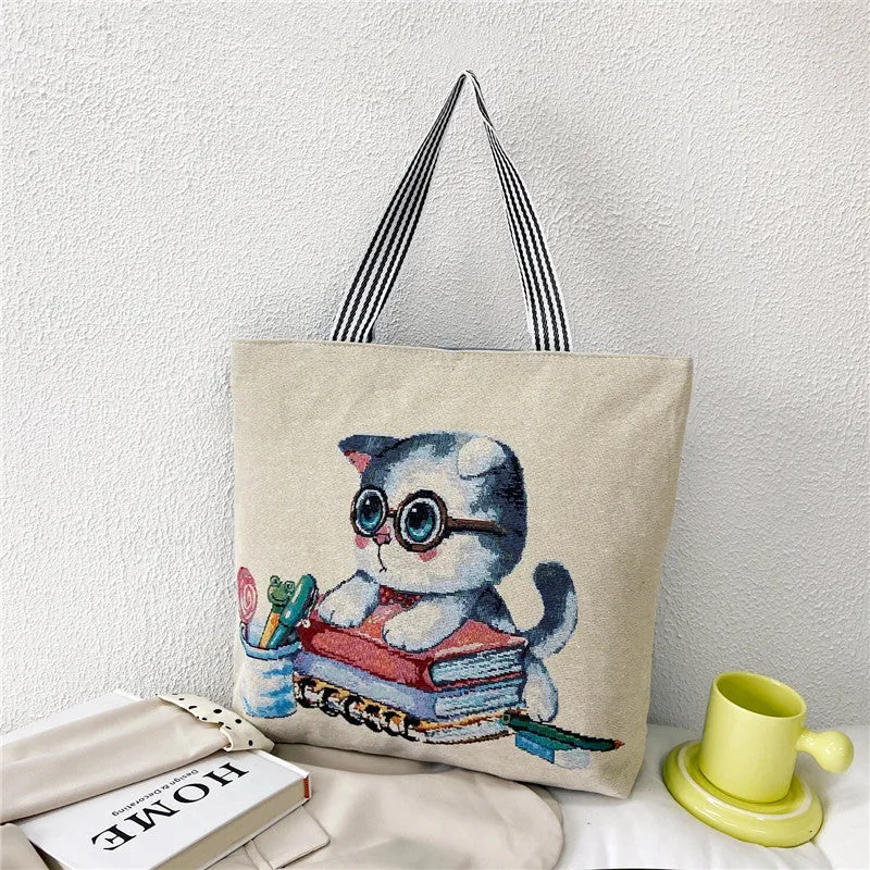 Women's Portable Canvas Artistic Embroidered Retro Shoulder Bags