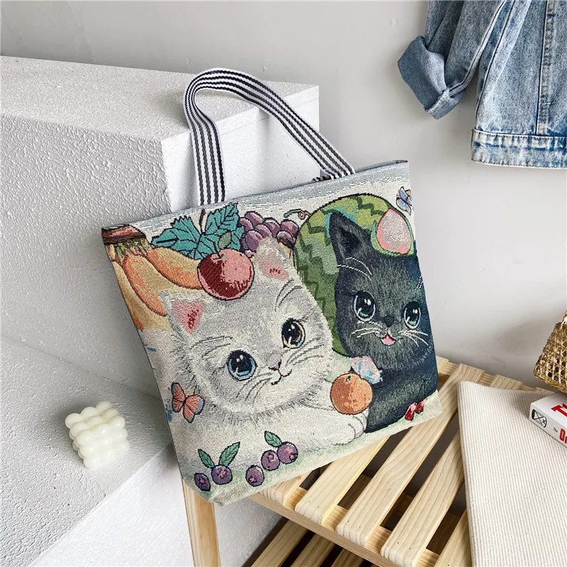 Women's Portable Canvas Artistic Embroidered Retro Shoulder Bags