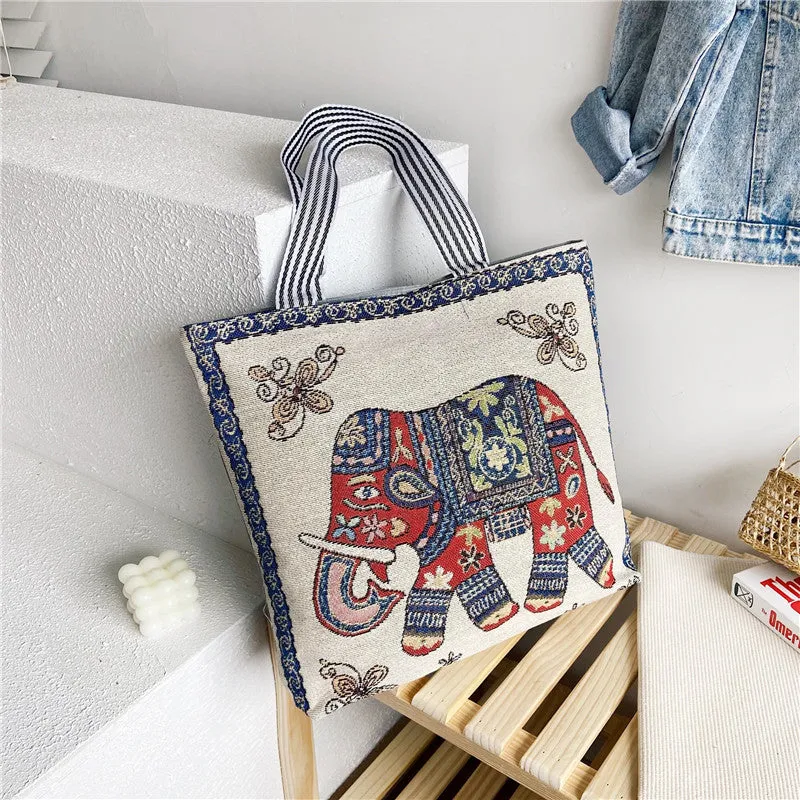 Women's Portable Canvas Artistic Embroidered Retro Shoulder Bags