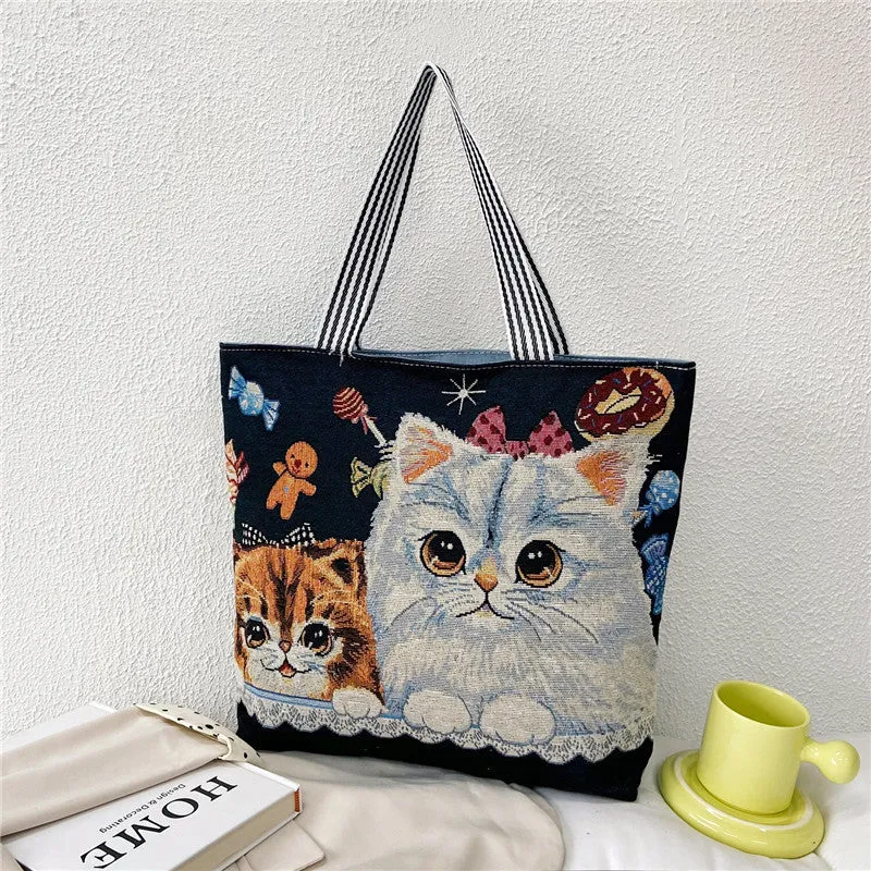 Women's Portable Canvas Artistic Embroidered Retro Shoulder Bags
