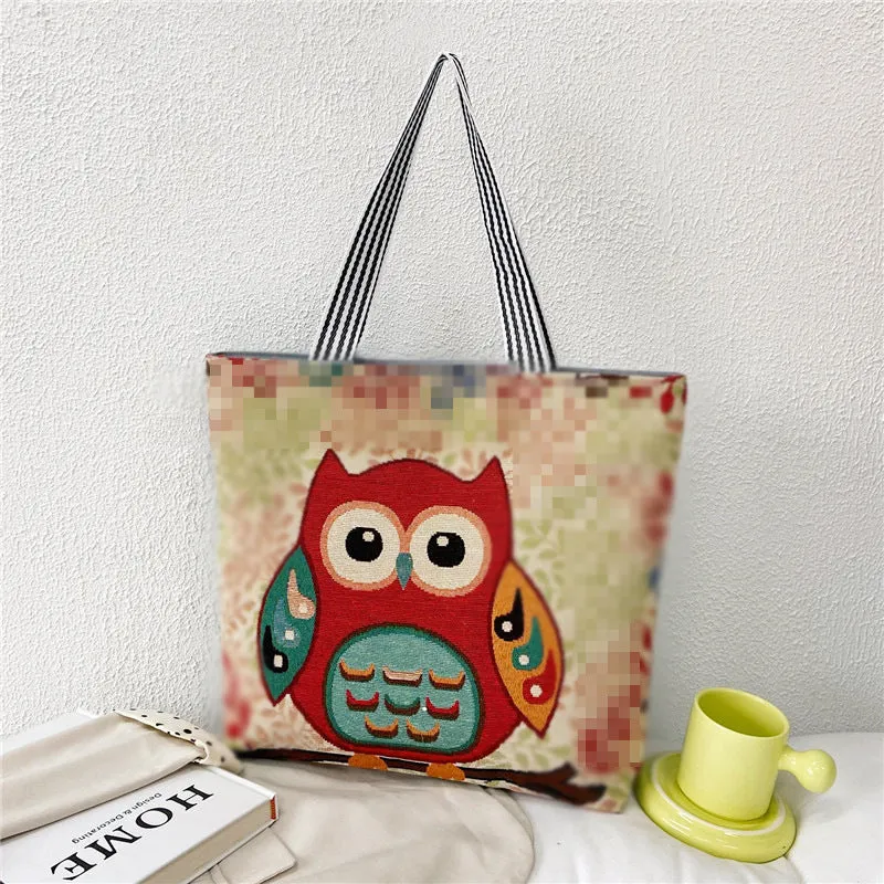 Women's Portable Canvas Artistic Embroidered Retro Shoulder Bags