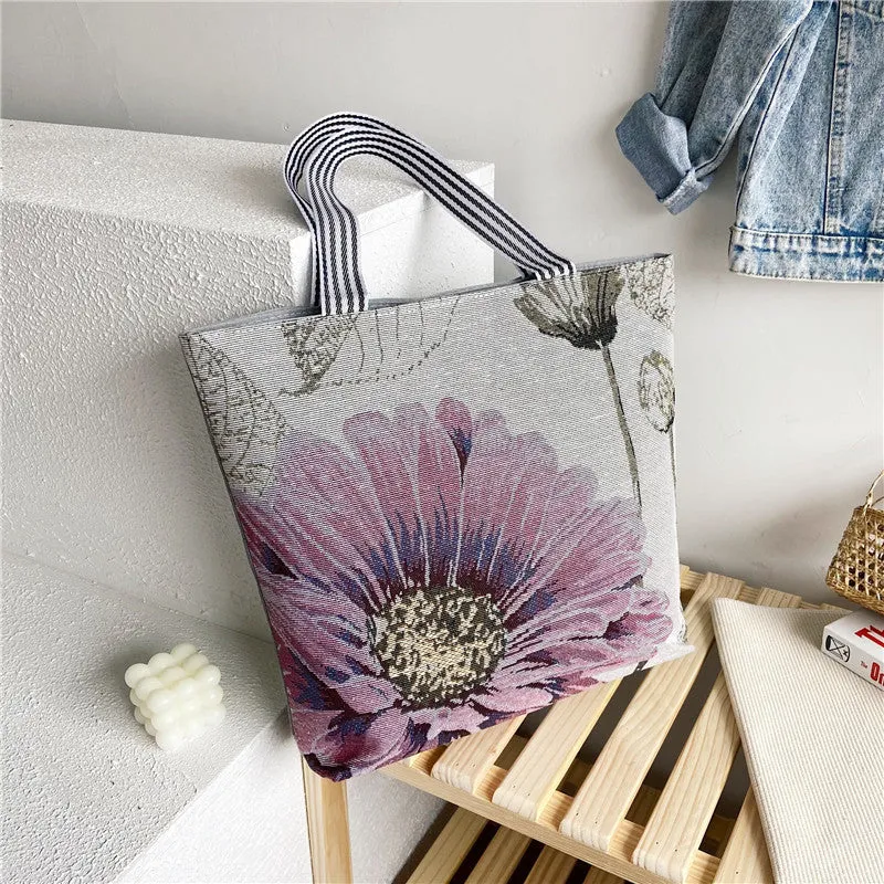 Women's Portable Canvas Artistic Embroidered Retro Shoulder Bags