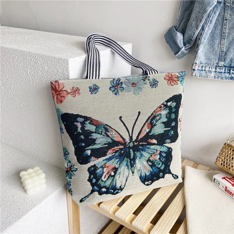 Women's Portable Canvas Artistic Embroidered Retro Shoulder Bags
