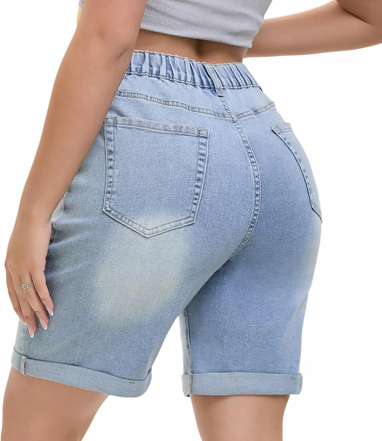 Women's Raw Hem Denim Jean Short Summer Casual Ripped Distressed Bermuda Brazilian Butt Lifting Cut Off Hot Shorts