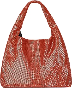 Women's Rhinestone Shoulder Bags Handbags,Fashion Sparkly Metal Mini Hobo Bag Vacation Party Club Wedding Handbag