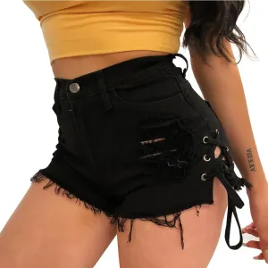 Women's Ripped Distressed Skinny Denim Shorts Sexy Ripped Jean Hot Pants Shorts for Women
