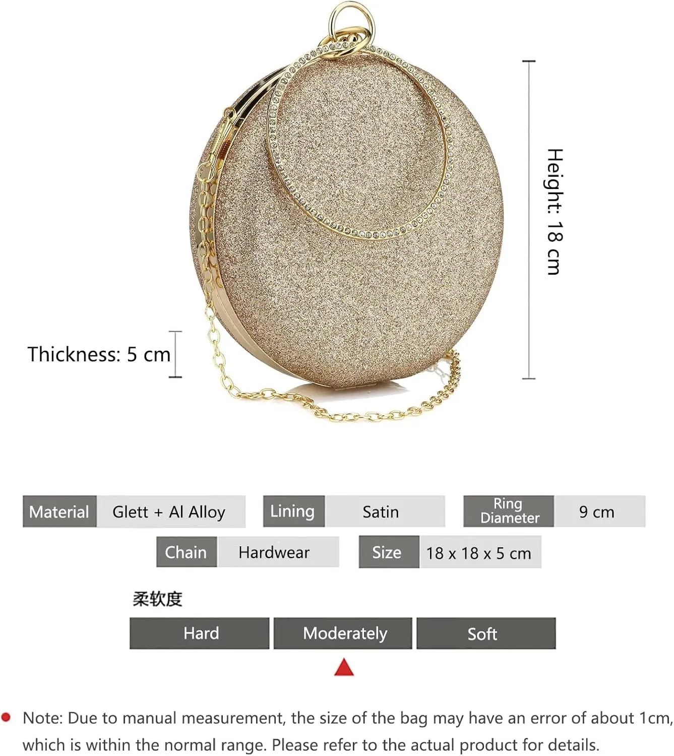 Women's Round Ball Clutch Rhinestone Ring Handle Designer Wristlets Handbag Purse Wedding Party Prom Evening Bag