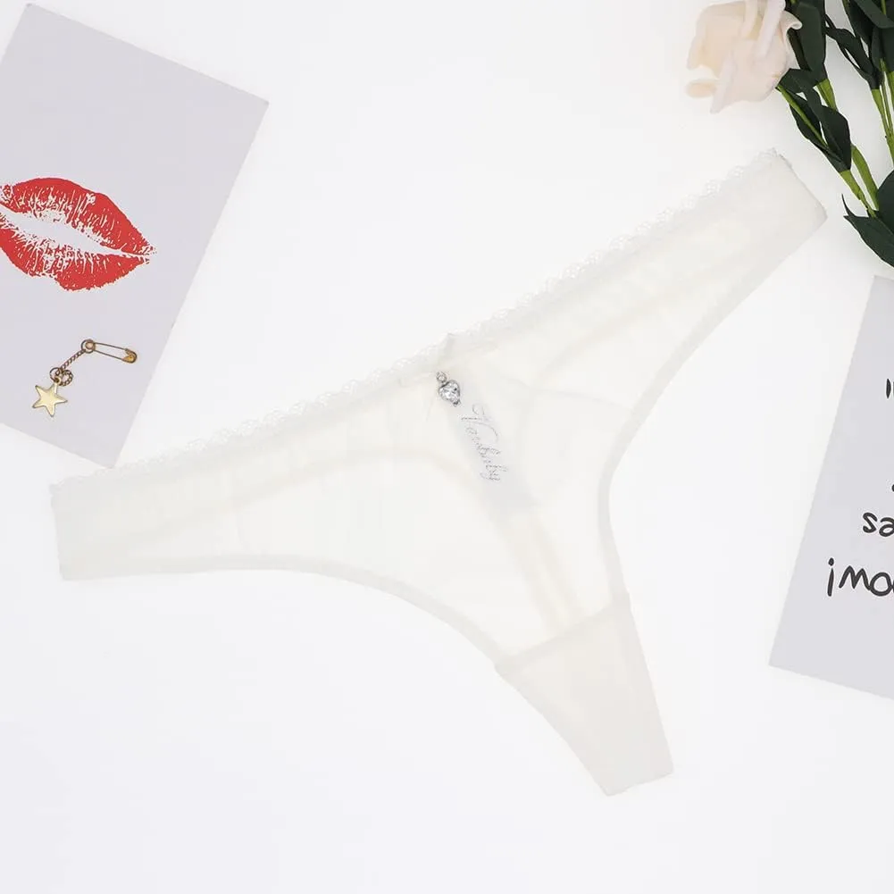 Women's Sexy Sheer Panties Thongs Mesh G-Strings Low Rise Brief Underwear, 3-Pack