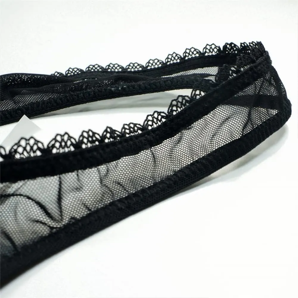 Women's Sexy Sheer Panties Thongs Mesh G-Strings Low Rise Brief Underwear, 3-Pack