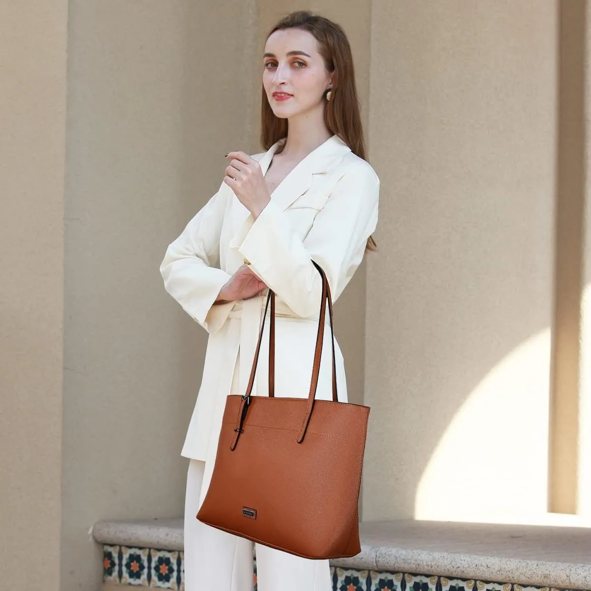 Women's Soft Faux Leather Tote Bag Purse Handbags Wallet Tote Shoulder Bag Purse Large Capacity