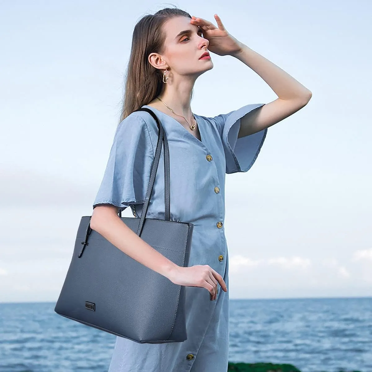 Women's Soft Faux Leather Tote Bag Purse Handbags Wallet Tote Shoulder Bag Purse Large Capacity