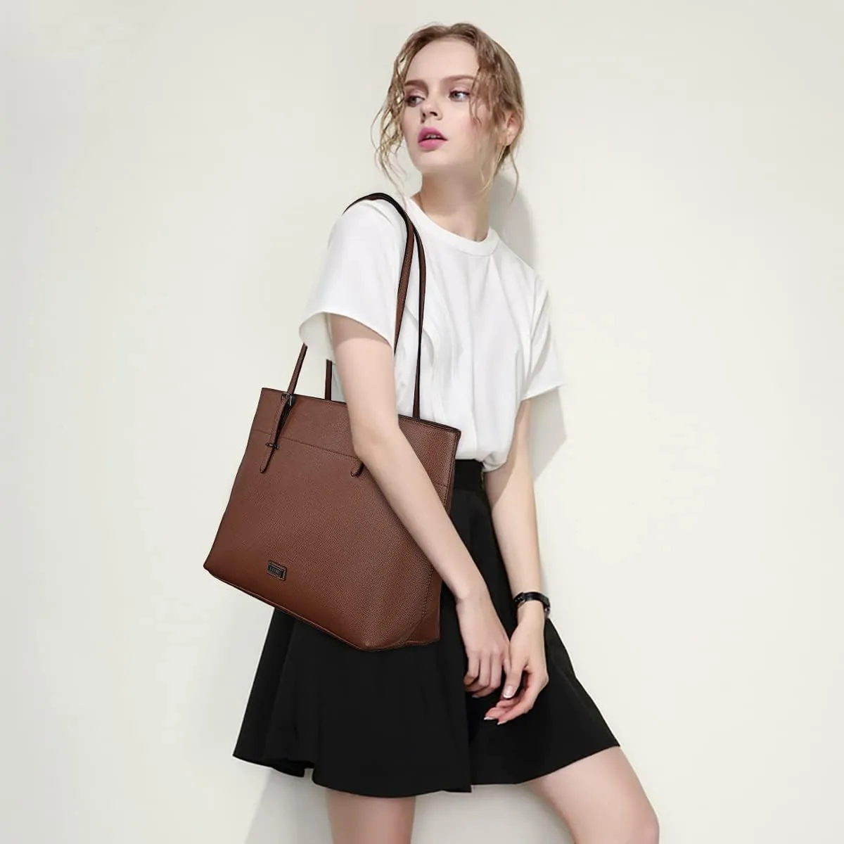 Women's Soft Faux Leather Tote Bag Purse Handbags Wallet Tote Shoulder Bag Purse Large Capacity