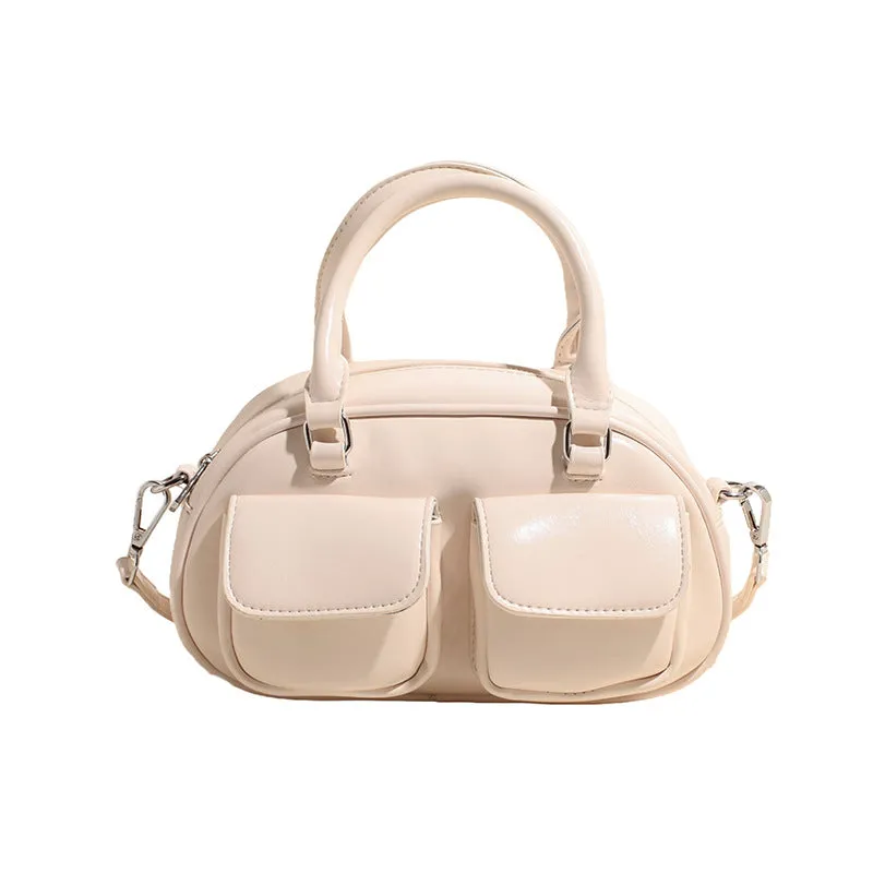 Women's Solid Color Retro Bowling Large Capacity Shoulder Bags