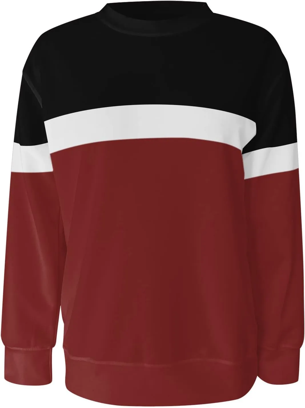 Women's Spring Casual Long Sleeve Sweatshirts Color Block/Solid/Gradient Lightweight Crew Neck Pullover Loose Fit Tunic Tops
