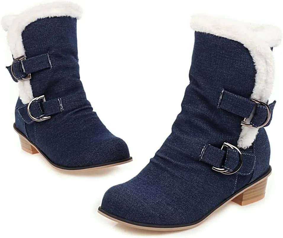 Women's Square Toe Denim Ankle Boots Embroidered Flower Zipper Block Low Heel Dressy Short Booties