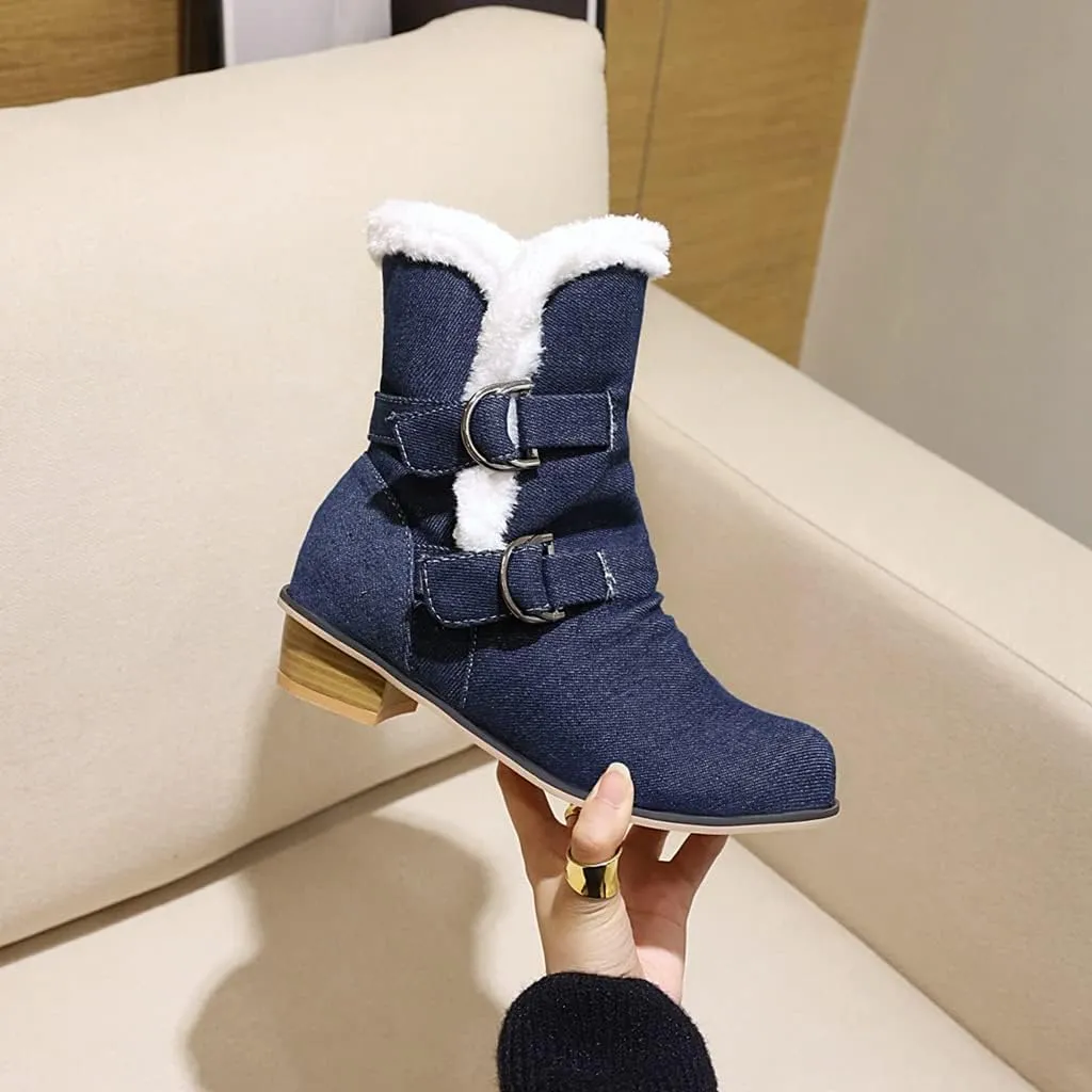 Women's Square Toe Denim Ankle Boots Embroidered Flower Zipper Block Low Heel Dressy Short Booties