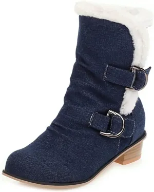 Women's Square Toe Denim Ankle Boots Embroidered Flower Zipper Block Low Heel Dressy Short Booties