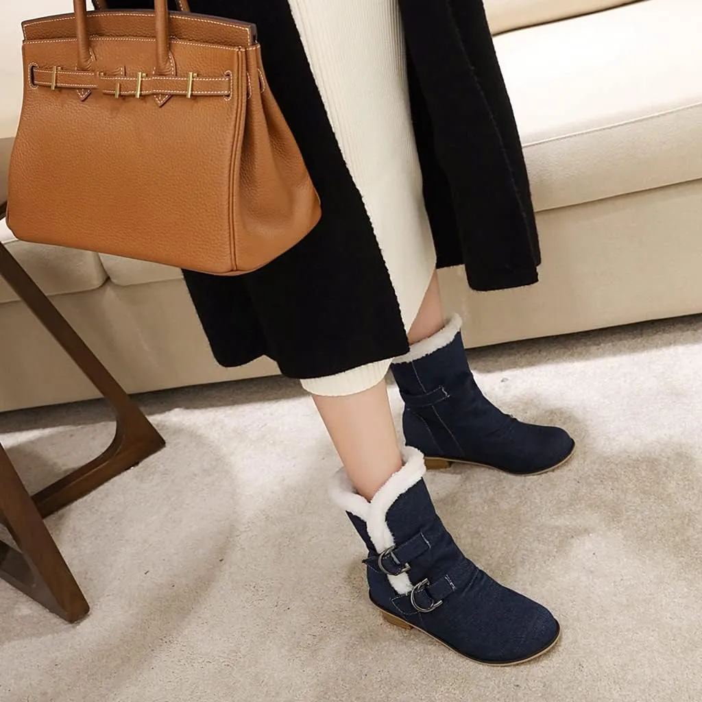 Women's Square Toe Denim Ankle Boots Embroidered Flower Zipper Block Low Heel Dressy Short Booties