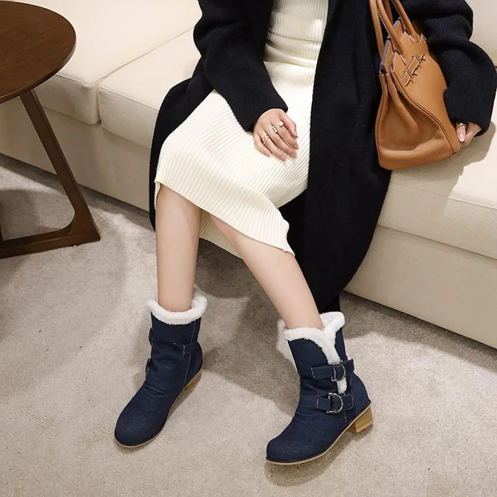 Women's Square Toe Denim Ankle Boots Embroidered Flower Zipper Block Low Heel Dressy Short Booties