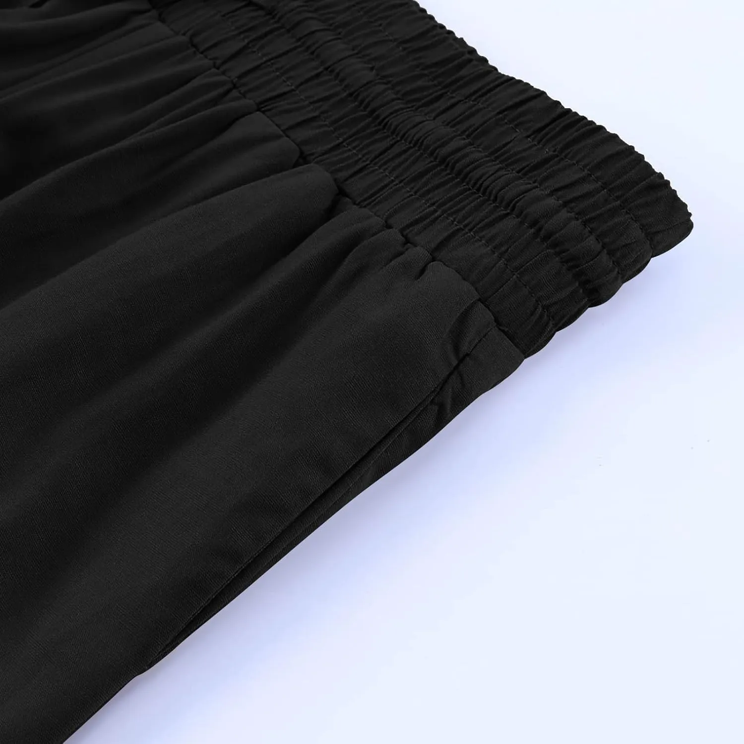 Womens Summer Pants Wide Leg Pants Drawstring High Waist Fashion Beach Pant Solid Color Casual Trousers with Pockets