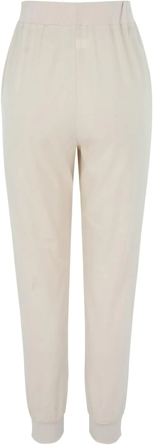 Womens Tapered Pants Cotton Linen Drawstring Elastic Waist Pants Casual Trousers with Pockets Joggers Travel Slacks