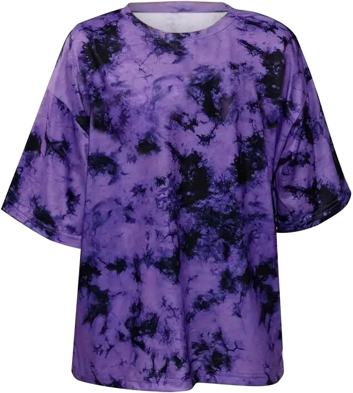 Women's Tie-Dye Fashion Y2K Oversized Tees Casual Short Sleeve Crew Neck Shirts Boyfriend Drop Shoulder Loose Fit Summer Tops