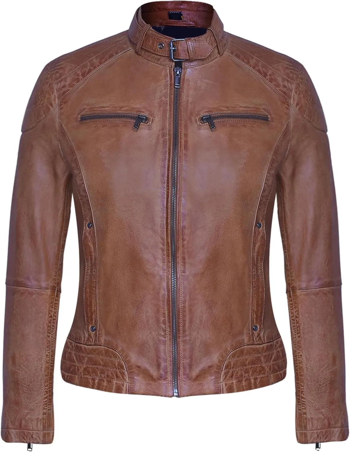 Women's Toffee Sheepskin Café Racer Jacket