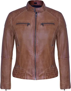 Women's Toffee Sheepskin Café Racer Jacket
