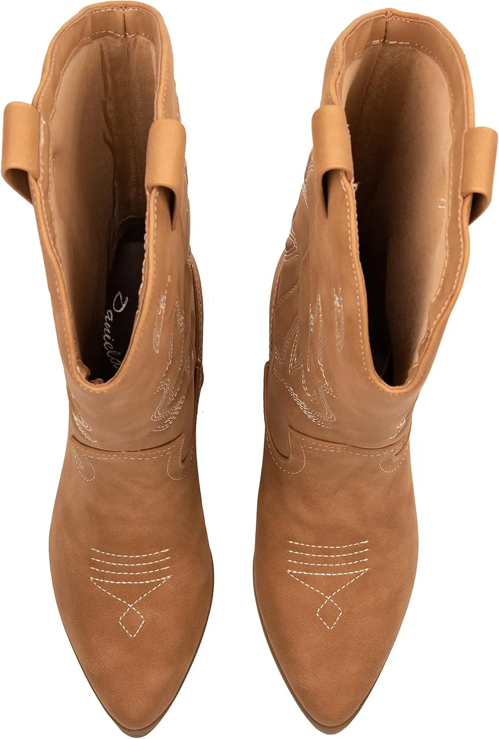 Women’s Western Cowboy Boots – Mid-Calf Pointed Toe Embroidered Cowgirl Boot with Chunky Heel – Classic Rodeo Style Julia