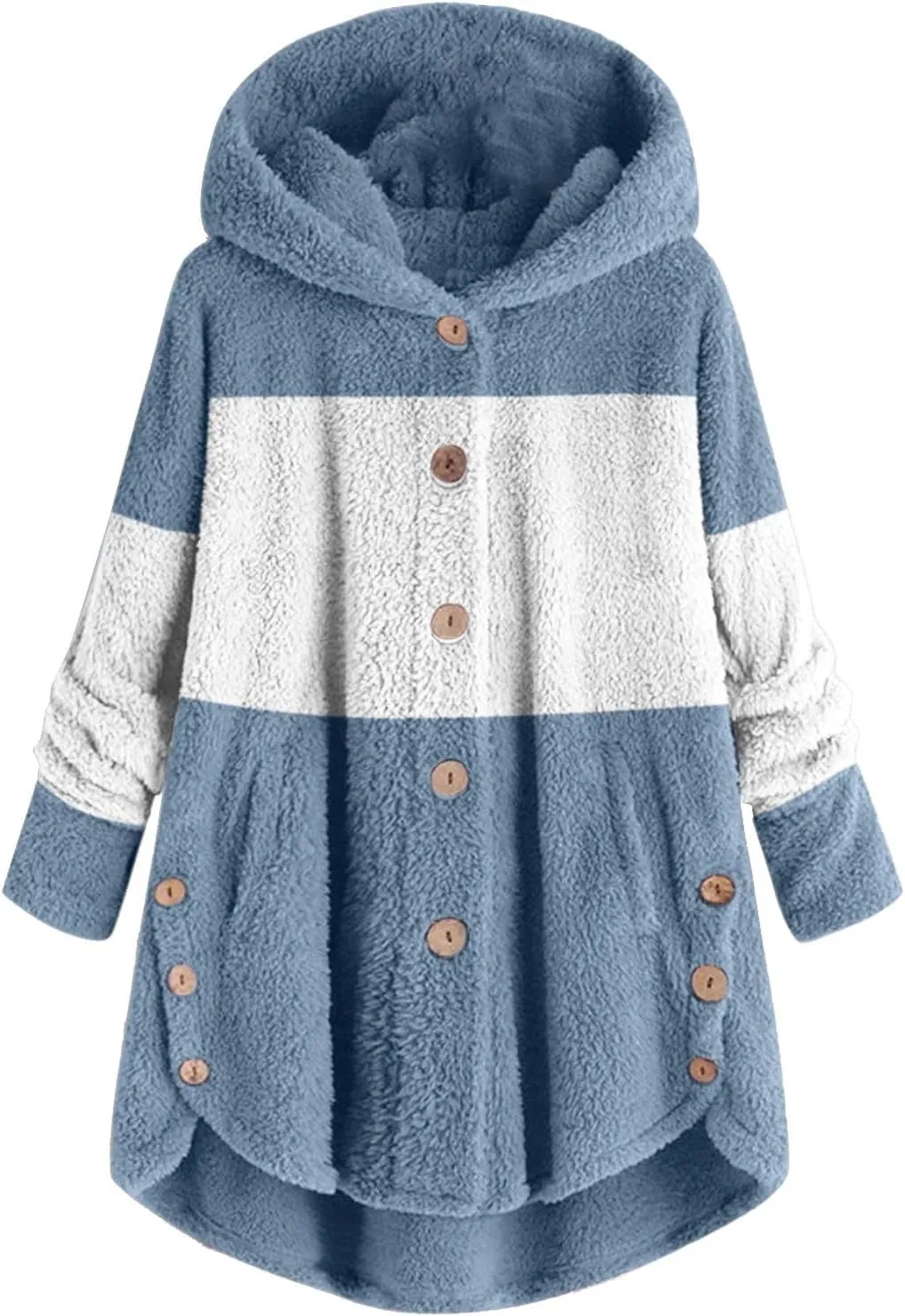 Womens Winter Jacket Coats Button Hem Plus Size Hoodie Top Sweater Blouse Thermal Sweatshirt Outerwear Women Winter