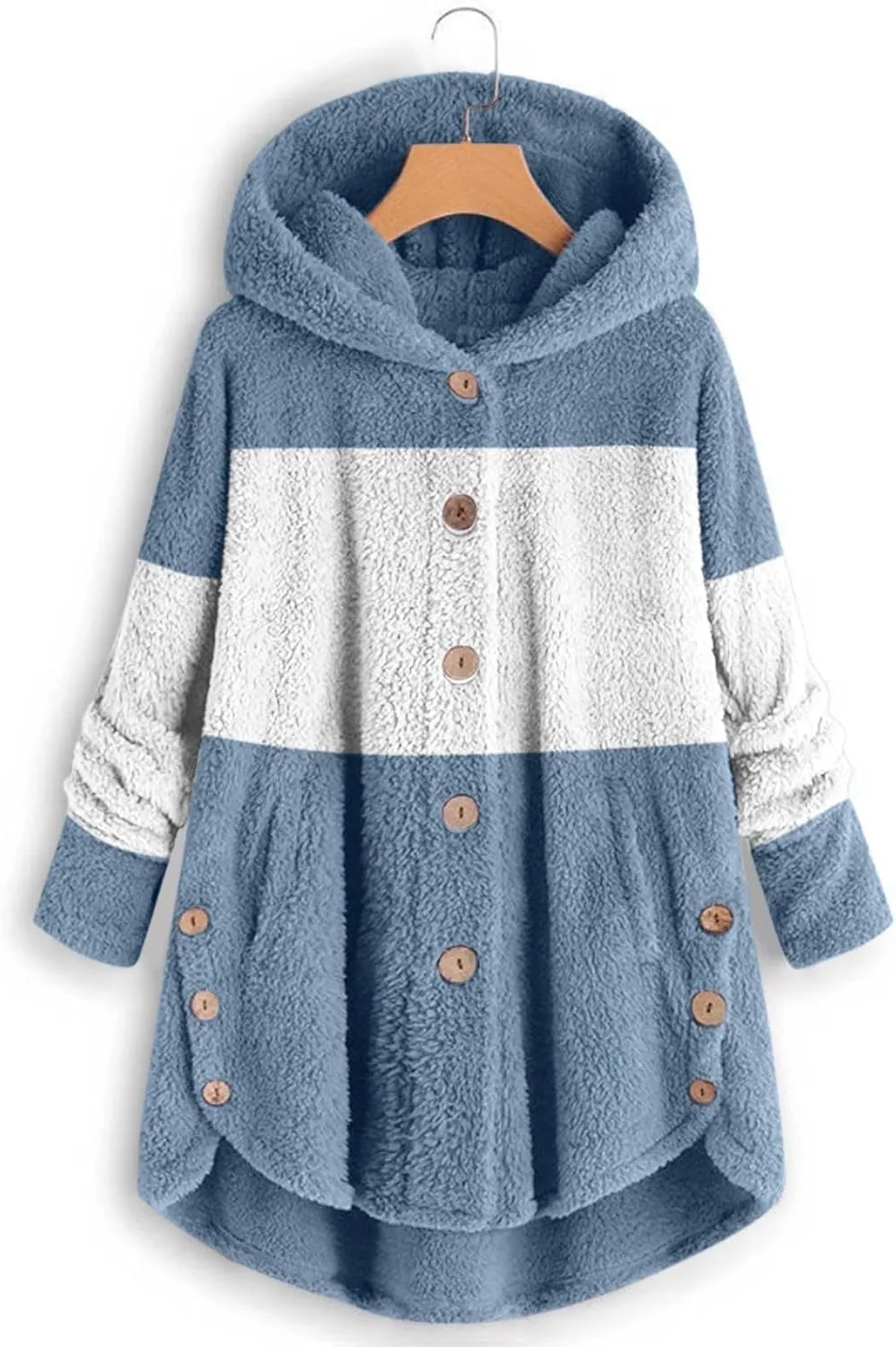 Womens Winter Jacket Coats Button Hem Plus Size Hoodie Top Sweater Blouse Thermal Sweatshirt Outerwear Women Winter