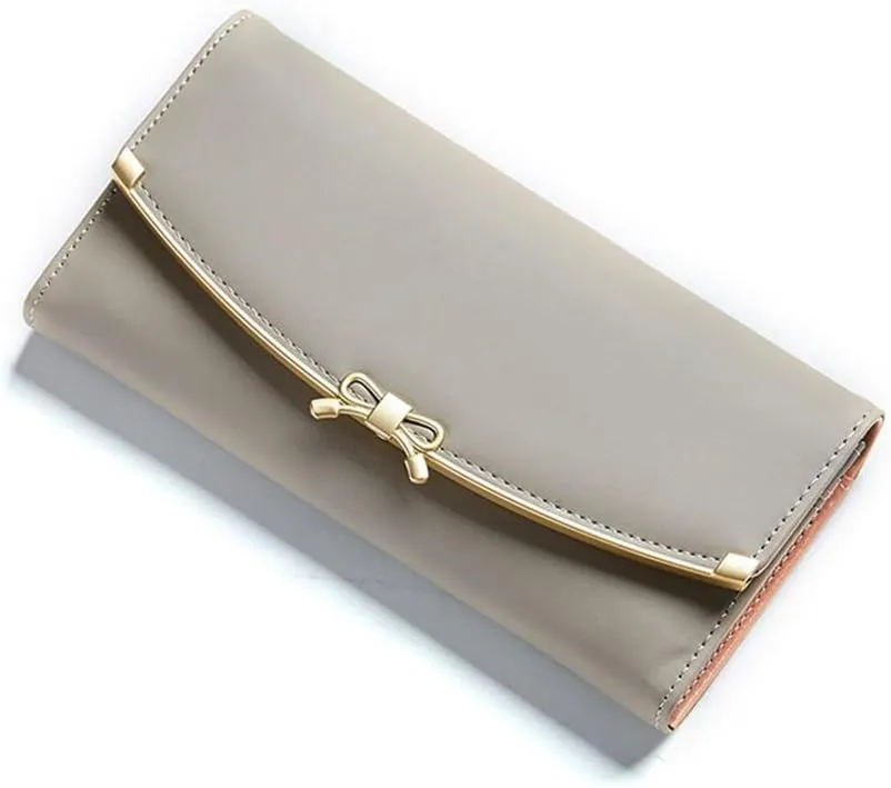 WOOLALA Women Cute Bowknot Wallet Trifold Large Capacity Long Purse