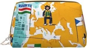 World Map Print Travel Makeup Bag, Women's Large Capacity Makeup Bag, Waterproof Portable Bag, Open Flat Makeup Bag
