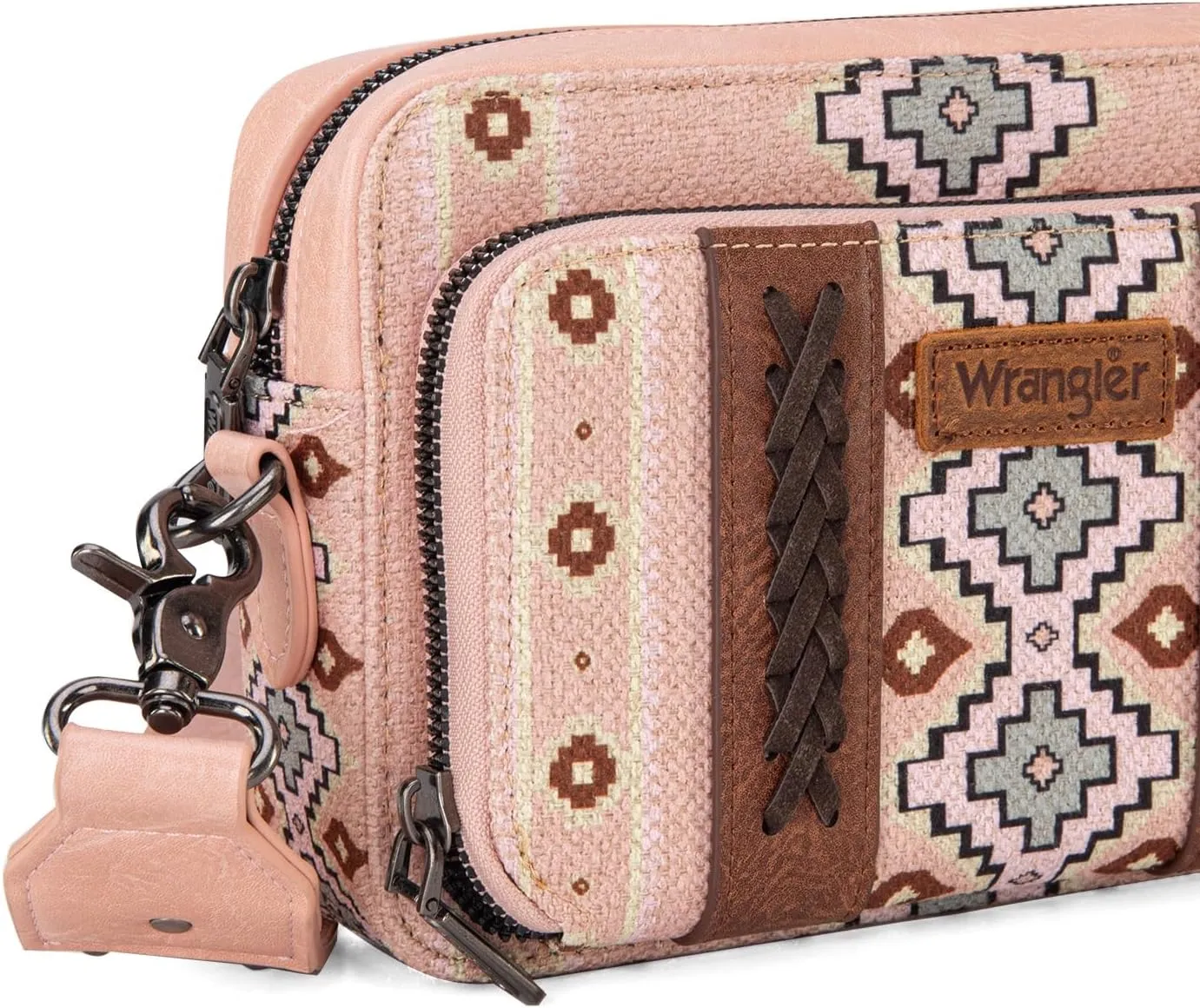 Wrangler Crossbody Bag for Women Boho Aztec Small Multi Pocket Crossover Purse