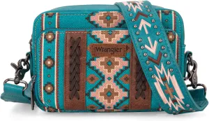 Wrangler Crossbody Bag for Women Boho Aztec Small Multi Pocket Crossover Purse