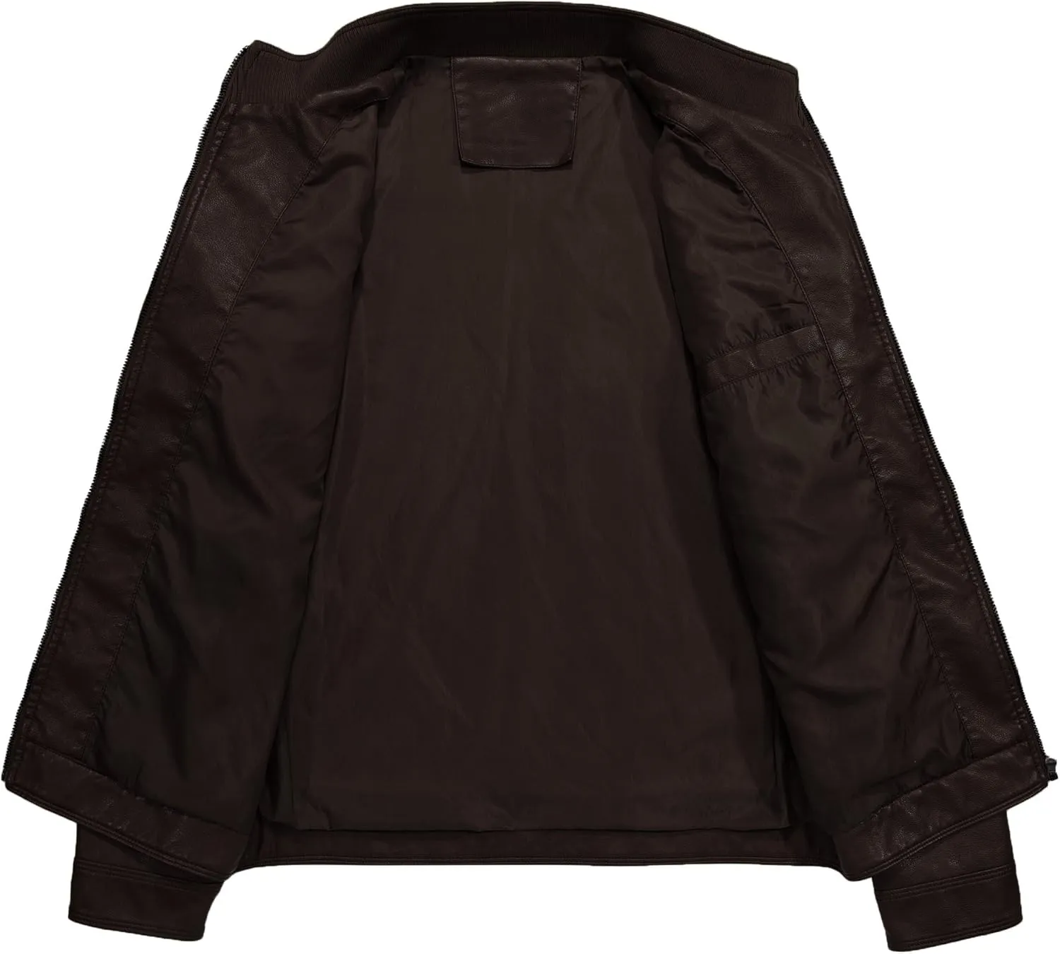 WULFUL Men's Stand Collar Leather Jacket Motorcycle Lightweight Faux Leather Outwear