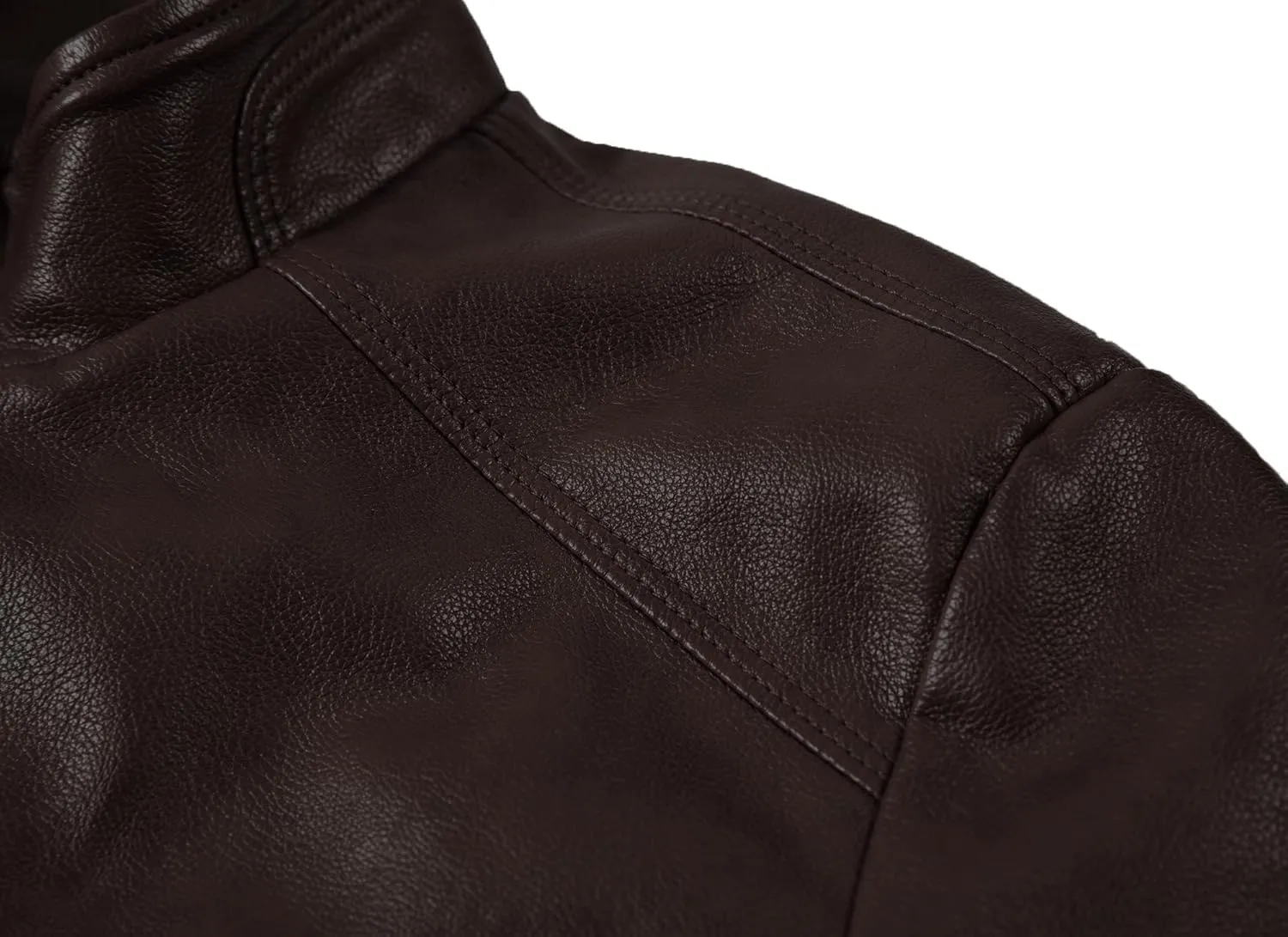 WULFUL Men's Stand Collar Leather Jacket Motorcycle Lightweight Faux Leather Outwear